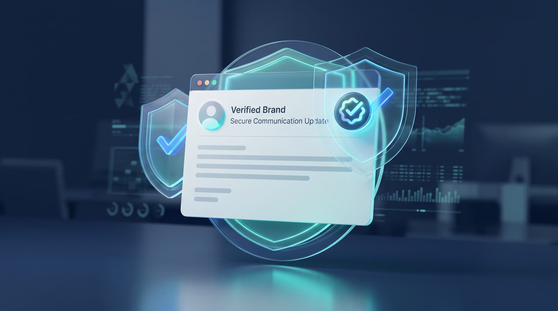 A clean digital email client showing a verified corporate brand avatar and secure authentication checkmark.