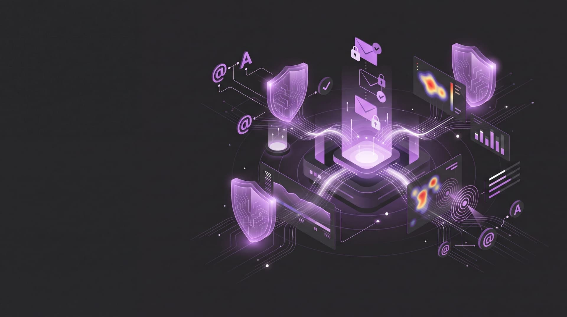 Abstract cybersecurity assessment dashboard for MSP security tools